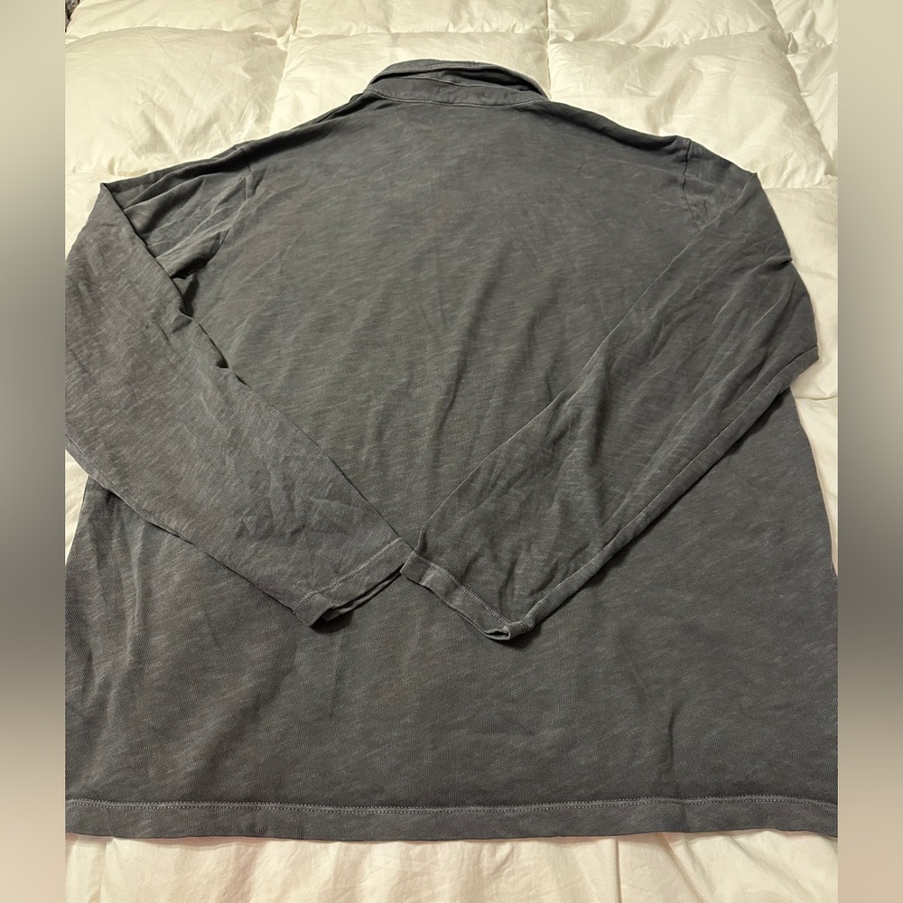 Marine Layer Blue/Grey Vintage Heavy Slub Polo Long Sleeve Shirt - NWOT -Size L - Picture 5 of 8